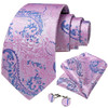 Ties for Men 2023 Luxury Pink Blue Paisley 100% Silk Business Wedding Party Neck Tie Pocket Square Cufflinks Accessories Gift