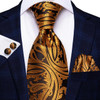 Hi-Tie Designer Orange Grey Paisley 2023 New Fashion Brand Tie for Men Wedding Party Necktie Set Handky Cufflinks Gift Wholesale