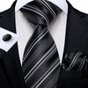 Men's Black Ties Handkerchief Cufflinks Business Formal Floral Striped Solid 8cm Necktie Gift for Husband Wedding Accessories