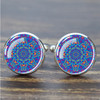 Mandala Cufflinks for Mens Luxury Datura Flower of Life Glass Dome Shirt Cuff Links Meditation Jewelry for Men Accessories Gift