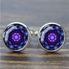 Mandala Cufflinks for Mens Luxury Datura Flower of Life Glass Dome Shirt Cuff Links Meditation Jewelry for Men Accessories Gift
