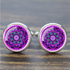Mandala Cufflinks for Mens Luxury Datura Flower of Life Glass Dome Shirt Cuff Links Meditation Jewelry for Men Accessories Gift