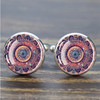 Mandala Cufflinks for Mens Luxury Datura Flower of Life Glass Dome Shirt Cuff Links Meditation Jewelry for Men Accessories Gift