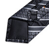 Luxury Black Silver Striped Floral Ties for Men Silk Polyester Wedding Party Formal Necktie Handkerchief Cufflinks Gift