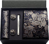 100% Silk Necktie Paisley Floral Mens Tie Top Quality Business Tie Pocket Square Tie Clip Cufflinks Set Classic For Men Gift Box