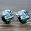 Van Gogh Oil Painting Glass Alloy Cufflinks Starry Night Sunflower Suit Cuff Links Men Shirt Accessories Husband birthday Gift