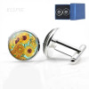 Van Gogh Oil Painting Glass Alloy Cufflinks Starry Night Sunflower Suit Cuff Links Men Shirt Accessories Husband birthday Gift