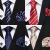 Fashion Brand Festive Present Tie Pocket Squares Cufflink Set Necktie For Men Shirt Accessories Gold Plaid