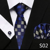 Fashion Brand Festive Present Tie Pocket Squares Cufflink Set Necktie For Men Shirt Accessories Gold Plaid