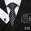 Fashion Brand Festive Present Tie Pocket Squares Cufflink Set Necktie For Men Shirt Accessories Gold Plaid