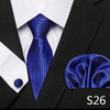 Fashion Brand Festive Present Tie Pocket Squares Cufflink Set Necktie For Men Shirt Accessories Gold Plaid