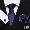 Fashion Brand Festive Present Tie Pocket Squares Cufflink Set Necktie For Men Shirt Accessories Gold Plaid