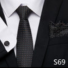 Fashion Brand Festive Present Tie Pocket Squares Cufflink Set Necktie For Men Shirt Accessories Gold Plaid