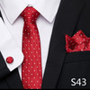 Fashion Brand Festive Present Tie Pocket Squares Cufflink Set Necktie For Men Shirt Accessories Gold Plaid