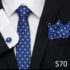 Fashion Brand Festive Present Tie Pocket Squares Cufflink Set Necktie For Men Shirt Accessories Gold Plaid