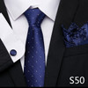 Fashion Brand Festive Present Tie Pocket Squares Cufflink Set Necktie For Men Shirt Accessories Gold Plaid