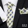 Fashion Brand Festive Present Tie Pocket Squares Cufflink Set Necktie For Men Shirt Accessories Gold Plaid