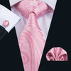 Classic Peach Pink Ties For Men Exquisite Paisley Necktie Handkerchief Cufflink Set Groom Gift Business Designer Barry.Wang 6012