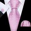 Classic Peach Pink Ties For Men Exquisite Paisley Necktie Handkerchief Cufflink Set Groom Gift Business Designer Barry.Wang 6012