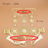 Sunspicems Crystal Arabic Bridal Jewelry Set For Women Gold Color Moroccan Caftan Rope Belt Square Pendant Necklace Long Earring