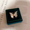 New product natural shell inlaid butterfly brooch 6-7MM round half hole pearl brooch Noble and elegant lady brooch