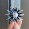 Luxury Design Blue Crystal Bouquet Brooches For Women Inlaid Rhinestone Trendy Brooch Pins Clothing Accessories Jewelry Gifts