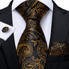 Black And Silver Paisley Floral Men's Ties Gray Blue Pink Wedding Accessories Neck Tie Set Handkerchief Cufflinks Gift For Men