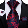 Black And Silver Paisley Floral Men's Ties Gray Blue Pink Wedding Accessories Neck Tie Set Handkerchief Cufflinks Gift For Men