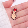 Hand Heart Gesture Enamel Pins Custom Sign Language Brooches Lapel Badges Jewelry Gift for Lover