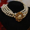Europe Vintage Brass Gilded Flower Pearl Long Necklace Sweater Chain Brooch Woman Designer Top Quality Jewelry Trend