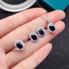 100% Natural Black Sapphire Jewelry Set for Party 5*7mm Chinese Black Sapphire Ring Earrings Pendant 925 Silver Sapphire Jewelry