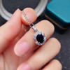 100% Natural Black Sapphire Jewelry Set for Party 5*7mm Chinese Black Sapphire Ring Earrings Pendant 925 Silver Sapphire Jewelry