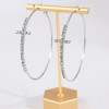 Obega Cross Hoop Earrings Shiny Cubic Zircon Gold And Silver-Color Exquisite Statement Jewelry Daily Wear Woman Round Earring