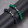 2pcs/Set Natural Stone Dumbbell Beaded Bracelet Black Beads Fitness Fit Life Prayer Bracelets Bangles Barbell Men Jewelry