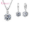 New 925 Sterling Silver Trendy Crystal Pendant Necklace Earrings Jewelry Set For Women Anniversary Gift Fashion Jewelry