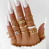 22Pcs/Set Gold Color Heart Snake Rings Set For Women Vintage Butterfly Pearl Geometric Hollow Ring Fashion Wedding Party Jewelry