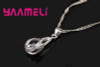 Hot Water Drop CZ 925 Sterling Silver Plated Jewelry Set For Women Pendant Necklace Hoop Earrings Wedding Party Ceremoey Anel