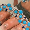 KQDANCE Hand Make Luxury 925 Sterling Silver with Natural Blue Turquoise Gem Stone Choker Necklaces Earrings Fine Jewelry Set