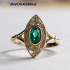 JOVOVASMILE Oval Lab Emerald Stone 4*6mm Bezel With Moissanite Set On 14K Yellow Gold 1.7mm Band For Woman Wedding Jewelry
