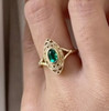 JOVOVASMILE Oval Lab Emerald Stone 4*6mm Bezel With Moissanite Set On 14K Yellow Gold 1.7mm Band For Woman Wedding Jewelry