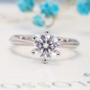 14k Yellow Gold DEF Color VVS Round Cut CVD HPHT Lab Grown Diamond Engagement Wedding Ring Classic 6 Prong Setting