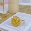 Popodion Dubai 24K Gold Plated Jewelry Flower Necklace Earrings Ring Bracelets Bridal Wedding Party Accessories YY10370