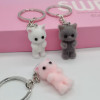 1PCS 3D Cartoon Flocking Cat Keychain Kawaii Cat Key Ring Animal Key Chains Souvenir Gifts For Women Men Car Keys DIY Jewelry