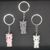 1PCS 3D Cartoon Flocking Cat Keychain Kawaii Cat Key Ring Animal Key Chains Souvenir Gifts For Women Men Car Keys DIY Jewelry
