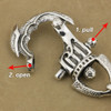 LINSION 925 Sterling Silver Armor Lion King KeyRing Mens Biker KeyChain 8J031