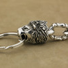 LINSION 925 Sterling Silver Armor Lion King KeyRing Mens Biker KeyChain 8J031