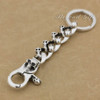 Unique 925 Sterling Silver Skulls KeyRing Mens Biker Keychain 9N005KC