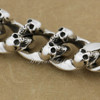Unique 925 Sterling Silver Skulls KeyRing Mens Biker Keychain 9N005KC