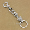 925 Sterling Silver Skull Hook Dragon Keychain 8F013KC Punk Accessory