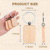 60Pcs Blank Wooden Key Chain Unfinished Wood Slices Keychain Wooden Keyrings DIY Key Tag for DIY Arts Craft Christmas Ornaments